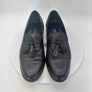 Salamander Men Size 7.5 EU 40 Black Leather Tassel Loafer Slip On Dress Shoes